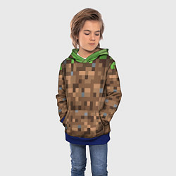 Толстовка-худи детская ЗЕМЛЯ DIRT MINECRAFT, цвет: 3D-синий — фото 2