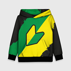 Толстовка-худи детская JDM GREEN YELLOW LOGO, цвет: 3D-черный