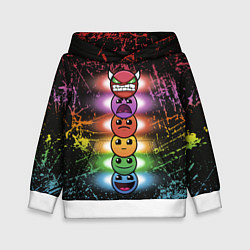 Толстовка-худи детская Geometry Dash: Levels, цвет: 3D-белый