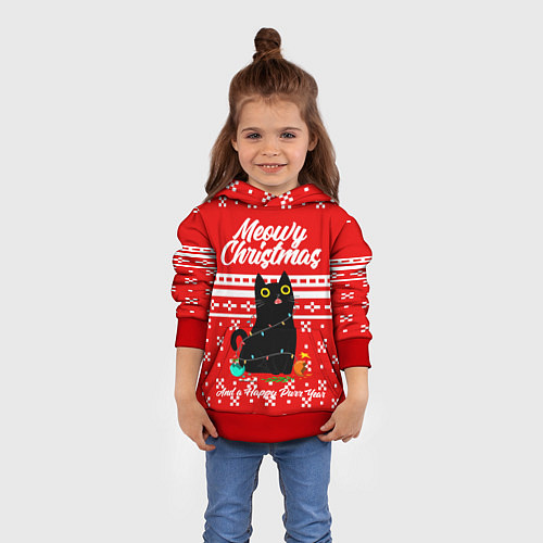 Детская толстовка MEOW CHRISTMAS / 3D-Красный – фото 4