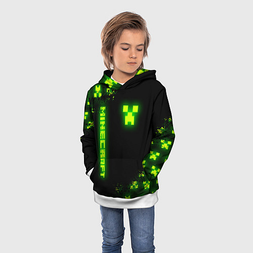 Детская толстовка MINECRAFT NEON LOGO CREEPER / 3D-Белый – фото 3