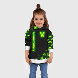 Толстовка-худи детская MINECRAFT NEON LOGO CREEPER, цвет: 3D-белый — фото 2