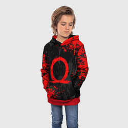 Толстовка-худи детская GOD OF WAR LOGO RED, БРЫЗГИ КРАСОК, цвет: 3D-красный — фото 2
