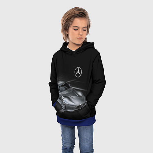 Детская толстовка Mercedes-Benz motorsport black / 3D-Синий – фото 3