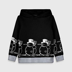 Толстовка-худи детская Снеговик на черном фоне, цвет: 3D-меланж