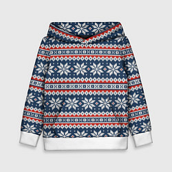 Толстовка-худи детская Knitted Christmas Pattern, цвет: 3D-белый