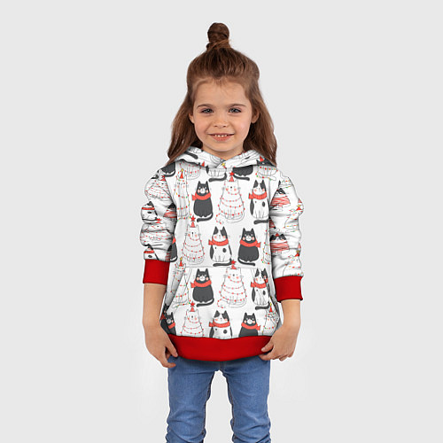 Детская толстовка НОВОГОДНИЕ КОТИКИ 2022 / 3D-Красный – фото 4