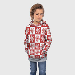 Толстовка-худи детская Шахматные Снежинки, цвет: 3D-меланж — фото 2