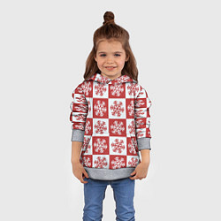 Толстовка-худи детская Шахматные Снежинки, цвет: 3D-меланж — фото 2