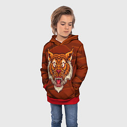 Толстовка-худи детская Тигр Evil, цвет: 3D-красный — фото 2
