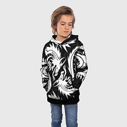 Толстовка-худи детская УЗОР ИЗ БЕЛЫХ ДРАКОНОВ WHITE DRAGON TOKYO, цвет: 3D-черный — фото 2