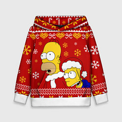 Детская толстовка Новогодний Гомер и Барт Симпсоны