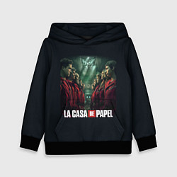 Толстовка-худи детская ПЕРСОНАЖИ БУМАЖНЫЙ ДОМ - LA CASA DE PAPEL, цвет: 3D-черный