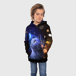 Толстовка-худи детская КОТ И ГОЛУБАЯ БАБОЧКА, цвет: 3D-черный — фото 2