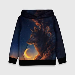 Толстовка-худи детская Ночной Волк Night Wolf, цвет: 3D-черный