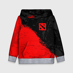 Толстовка-худи детская DOTA 2 RED LOGO, БРЫЗГИ КРАСОК, цвет: 3D-меланж