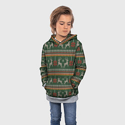 Толстовка-худи детская Новогодний свитер c оленями 1, цвет: 3D-меланж — фото 2