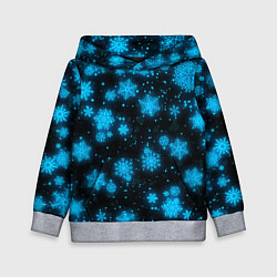 Толстовка-худи детская НОВОГОДНИЕ НЕОНОВЫЕ СНЕЖИНКИ 2022 НОВЫЙ ГОД, цвет: 3D-меланж