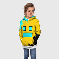 Толстовка-худи детская GEOMETRY DASH SMILE БРЫЗГИ КРАСОК, цвет: 3D-белый — фото 2
