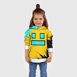Толстовка-худи детская GEOMETRY DASH SMILE БРЫЗГИ КРАСОК, цвет: 3D-белый — фото 2