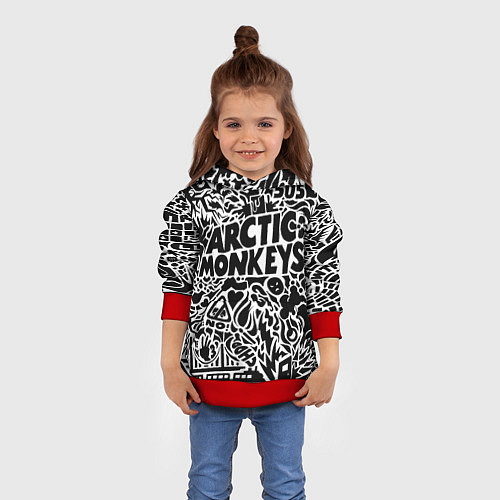 Детская толстовка Arctic monkeys Pattern / 3D-Красный – фото 4