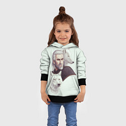 Толстовка-худи детская Ведьмак и белые волки, цвет: 3D-черный — фото 2