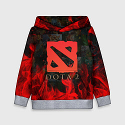 Толстовка-худи детская DOTA 2 ЛОГО В ОГНЕ, ПЕРСОНАЖИ, цвет: 3D-меланж