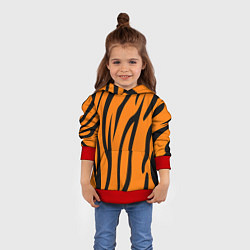 Толстовка-худи детская Текстура тиграtiger, цвет: 3D-красный — фото 2