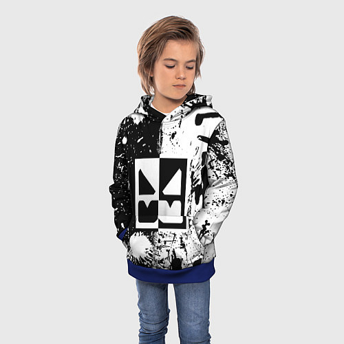 Детская толстовка GEOMETRY DASH BLACK & WHITE SMILE / 3D-Синий – фото 3