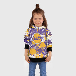 Толстовка-худи детская LAKERS ФИРМЕННЫЕ ЦВЕТА БРЫЗГИ КРАСОК LA, цвет: 3D-черный — фото 2