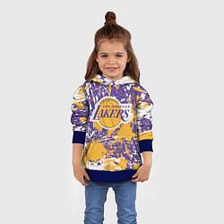 Толстовка-худи детская LAKERS ФИРМЕННЫЕ ЦВЕТА БРЫЗГИ КРАСОК LA, цвет: 3D-синий — фото 2