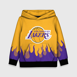 Толстовка-худи детская LA LAKERS NBA FIRE ЛЕЙКЕРС ОГОНЬ, цвет: 3D-черный