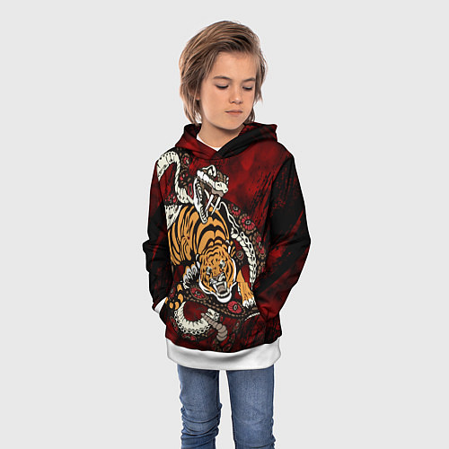 Детская толстовка Тигр со Змеёй 2022 / 3D-Белый – фото 3