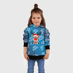 Толстовка-худи детская Merry Christmas Олень с подарком, цвет: 3D-черный — фото 2