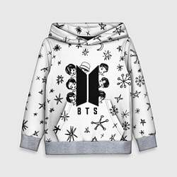 Толстовка-худи детская ЛОГОТИП БТС LOGO BTS, цвет: 3D-меланж