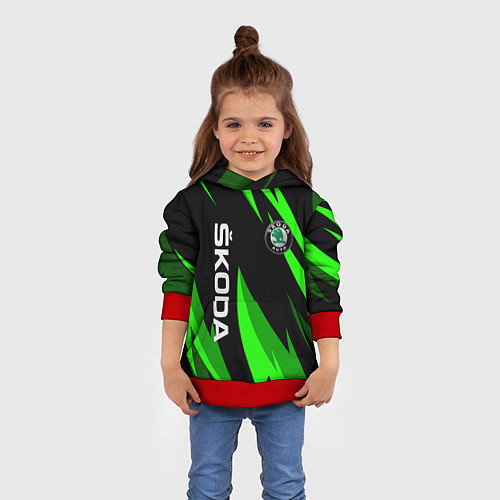 Детская толстовка SKODA Логотип Узор / 3D-Красный – фото 4