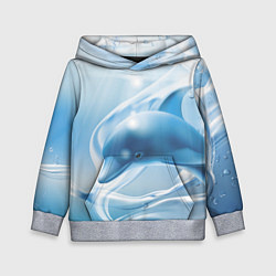 Толстовка-худи детская Дельфин в лазурном океане, цвет: 3D-меланж