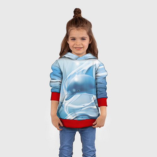 Детская толстовка Дельфин в лазурном океане / 3D-Красный – фото 4