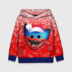 Толстовка-худи детская POPPY PLAYTIME ХАГИ ВАГИ НОВОГОДНИЙ, СНЕЖИНКИ, цвет: 3D-синий