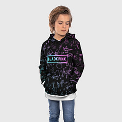 Толстовка-худи детская NEON BLACKPINK АВТОГРАФЫ, цвет: 3D-белый — фото 2