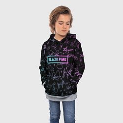Толстовка-худи детская NEON BLACKPINK АВТОГРАФЫ, цвет: 3D-меланж — фото 2