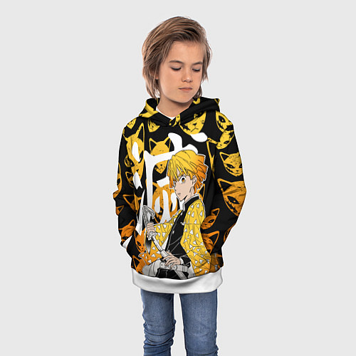 Детская толстовка ЗЕНИЦУ ZENITSU СТИЛЬ ГРОМА / 3D-Белый – фото 3