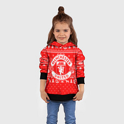 Толстовка-худи детская FC Manchester United: Новогодний узор, цвет: 3D-черный — фото 2