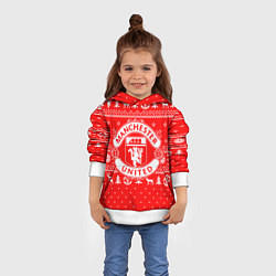 Толстовка-худи детская FC Manchester United: Новогодний узор, цвет: 3D-белый — фото 2