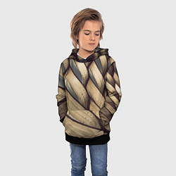 Толстовка-худи детская Текстура древесины, цвет: 3D-черный — фото 2
