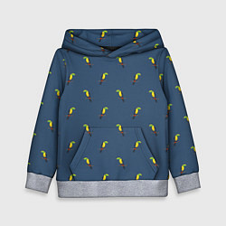 Толстовка-худи детская Тукан паттерн, цвет: 3D-меланж