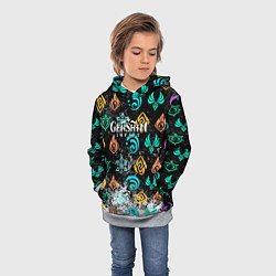 Толстовка-худи детская Дендро стихия Геншин, цвет: 3D-меланж — фото 2