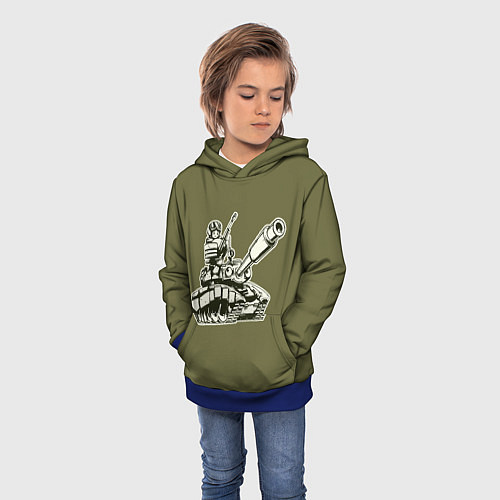 Детская толстовка Танкота оливковый / 3D-Синий – фото 3