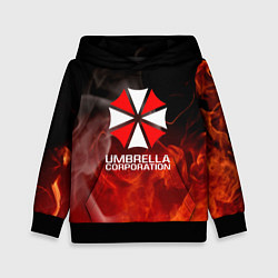 Толстовка-худи детская Umbrella Corporation пламя, цвет: 3D-черный