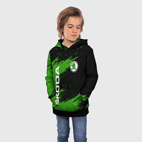 Детская толстовка Skoda, Шкода Диагональные полосы / 3D-Черный – фото 3